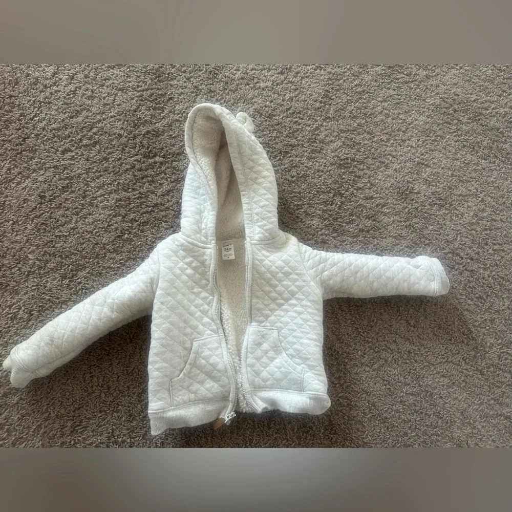Preloved Carter's Cream Quilted Hooded Jacket